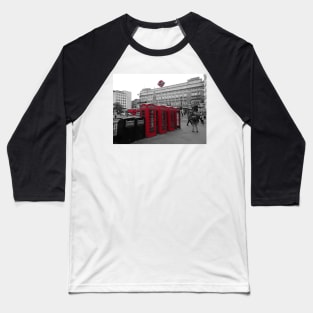 Red London Phone Booth Charing Cross Baseball T-Shirt